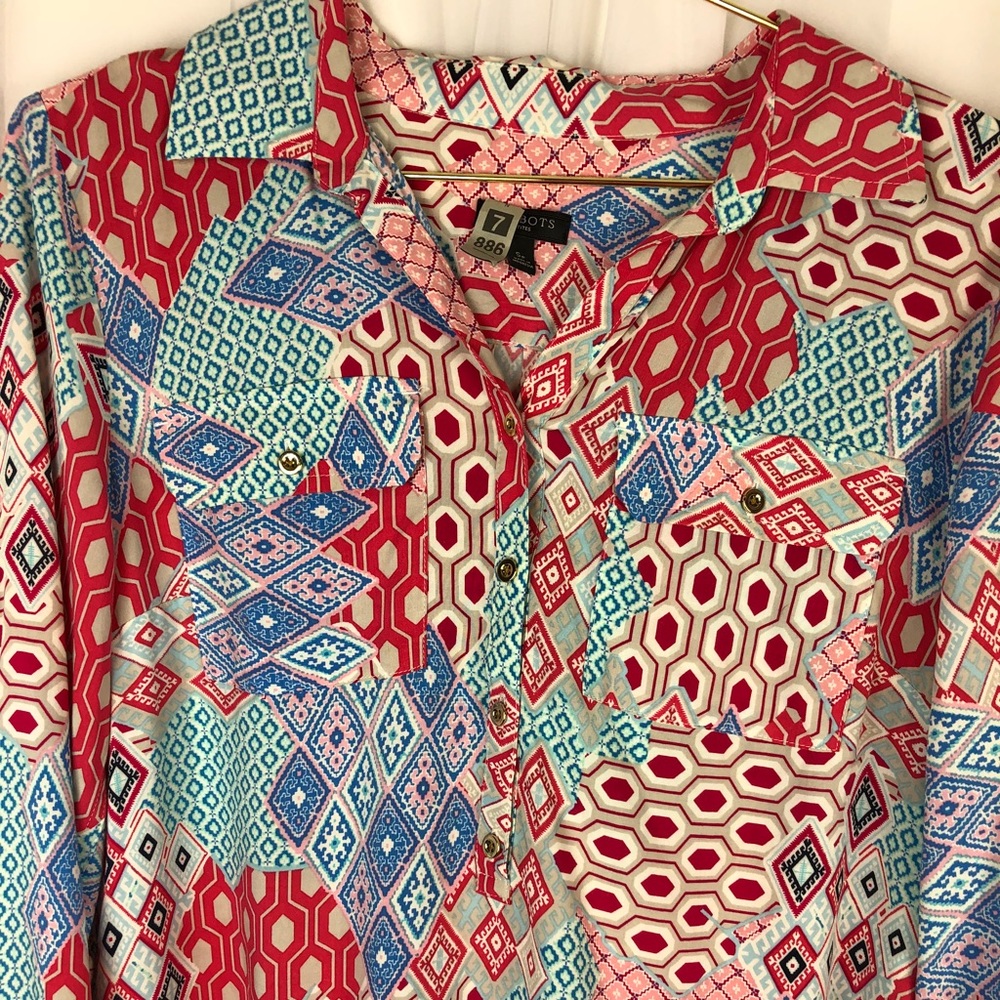 Talbots | Patchwork Button Down Blouse - image 4